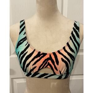 Sugar Beach Zebra Cut Out Pastel Bralette Bikini Top, M